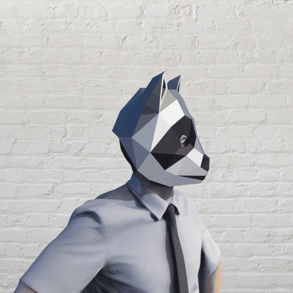 Papercraft de mapache en origami 3D