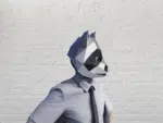 Maschera da procione bianca e nera in papercraft 3D