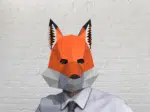 Papercraft fox mask in 3D origami