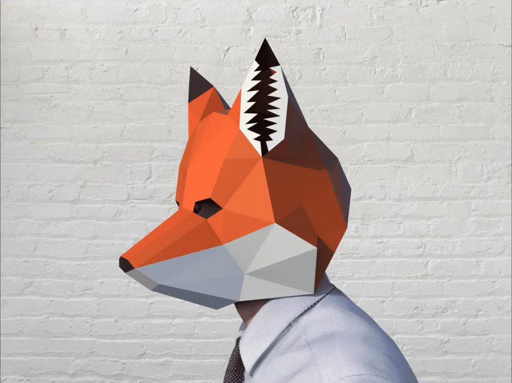 Máscara de zorro en papercraft 3D