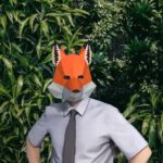 Papercraft fox mask in 3D origami