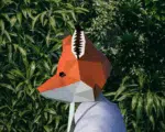 Papercraft fox mask in 3D origami