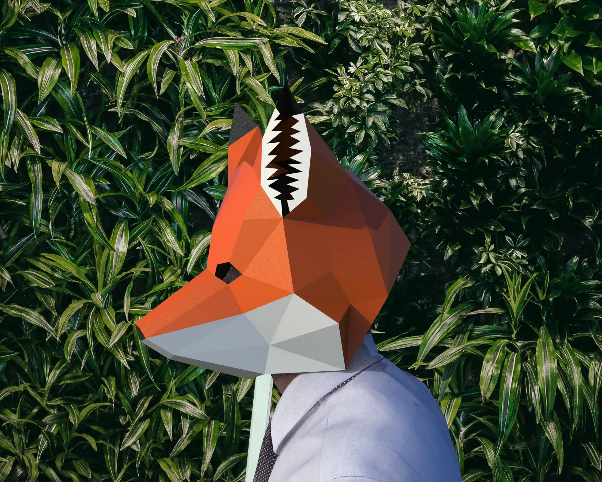 Masque de renard en papercraft 3D, vista lateral