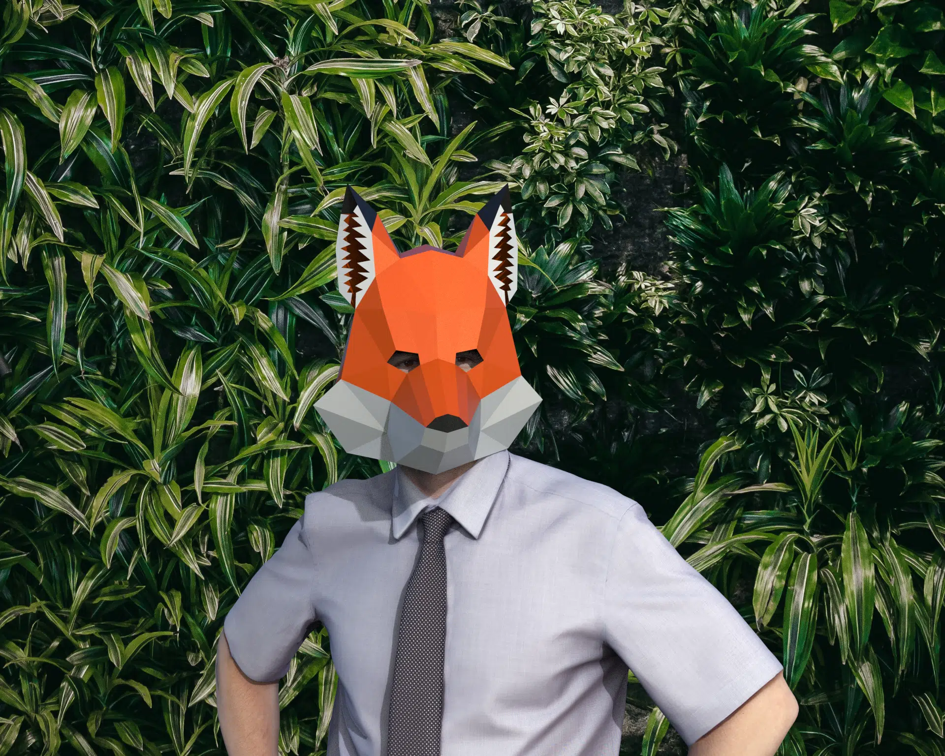 Masque de renard en papercraft 3D, vista posterior