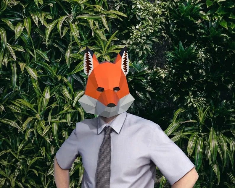 Papercraft fox mask in 3D origami Papercraft fox mask in 3D origami