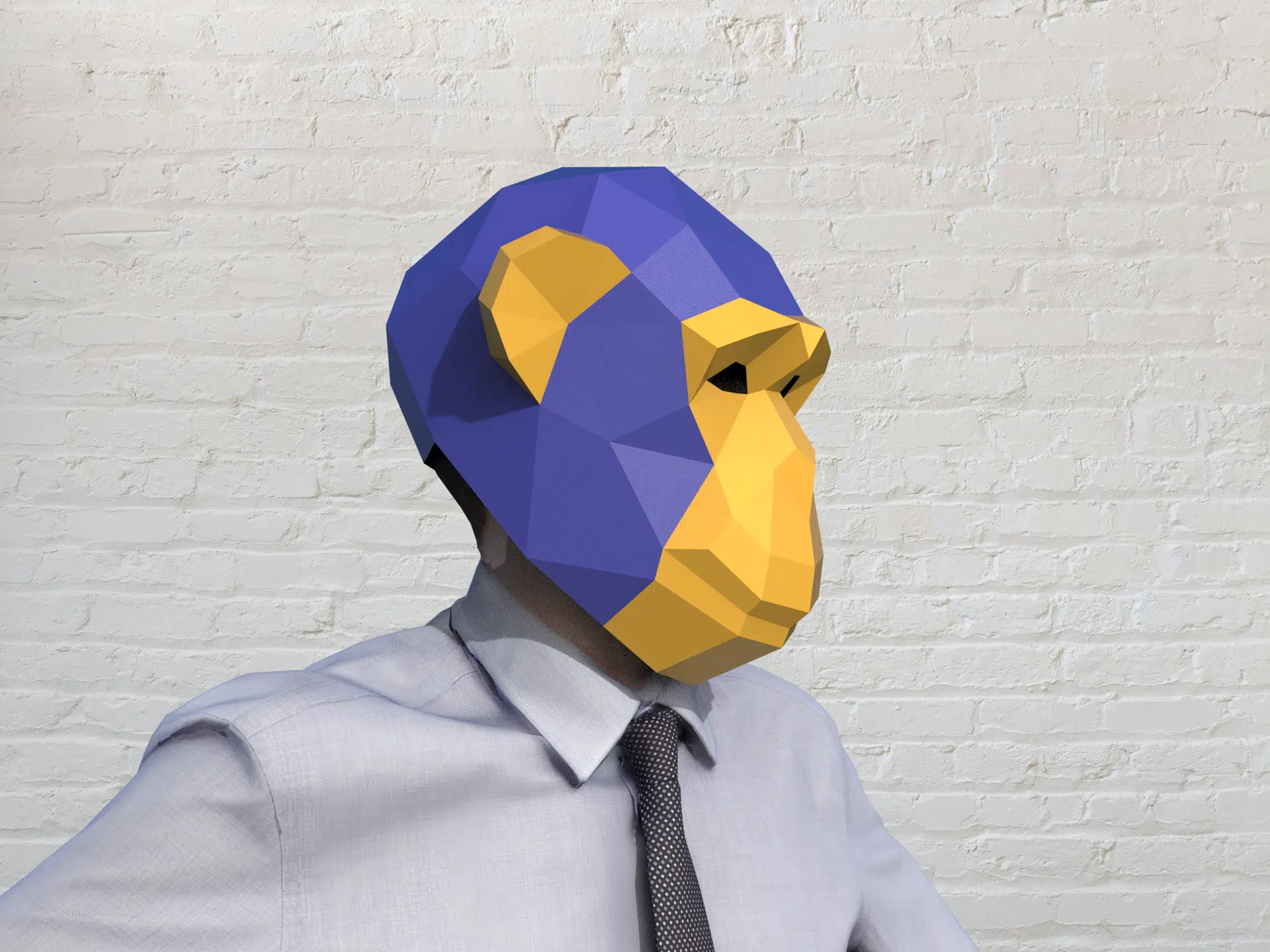 Aapmasker in 3D-papercraft, weergave 4