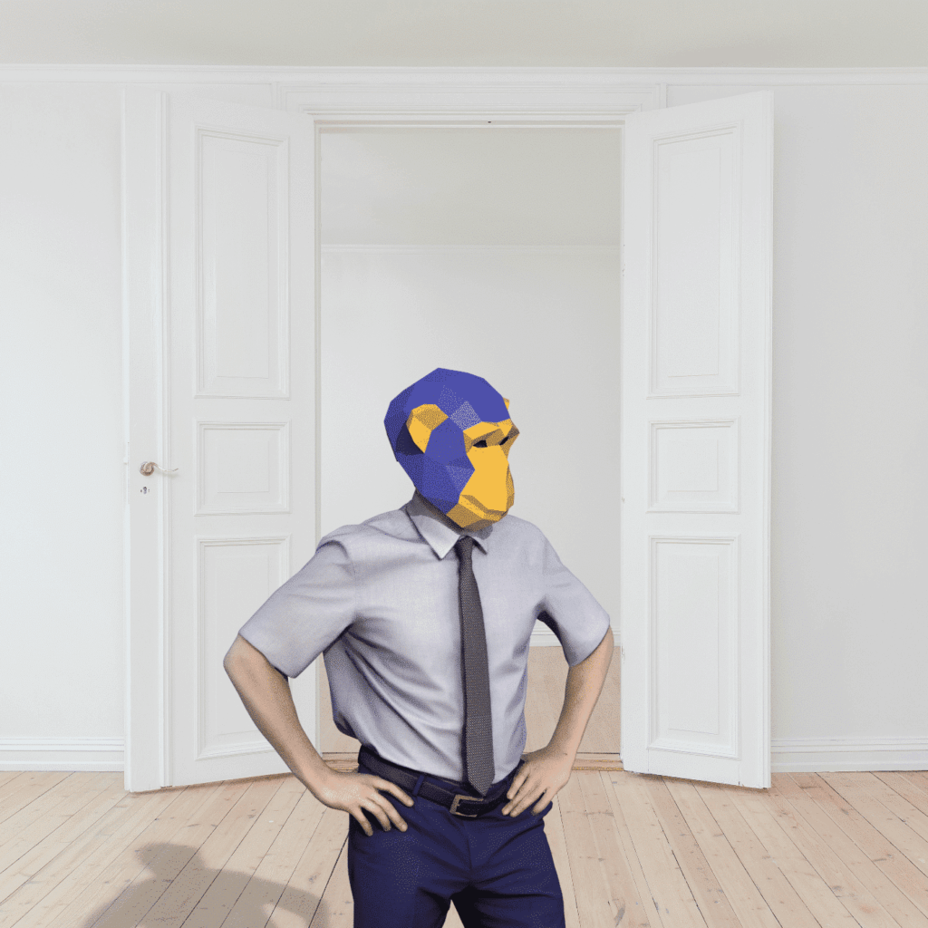 Papercraft monkey mask in 3D origami