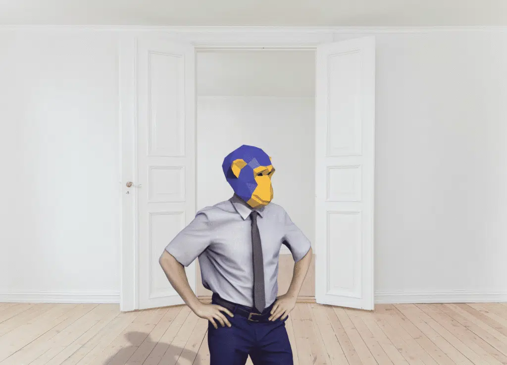 Aapmasker in 3D-papercraft, weergave 2