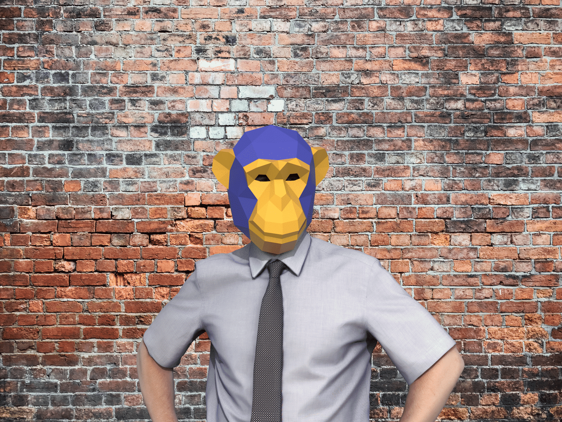 Papercraft monkey mask in 3D origami Papercraft monkey mask in 3D origami