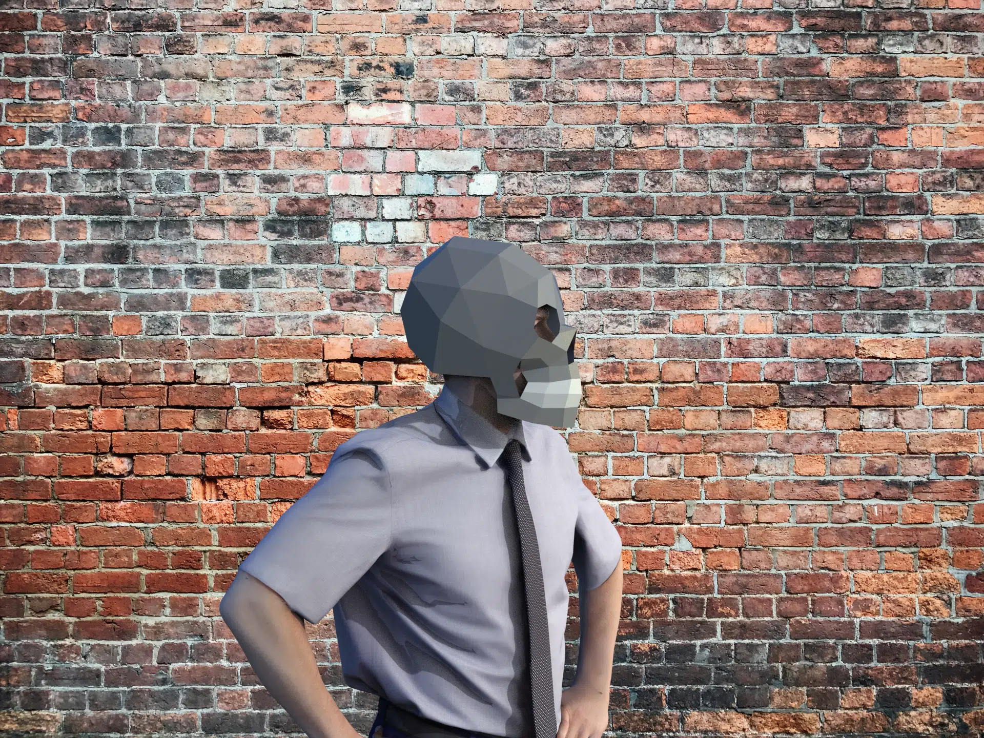 3D Papercraft Skeleton Mask, assembled