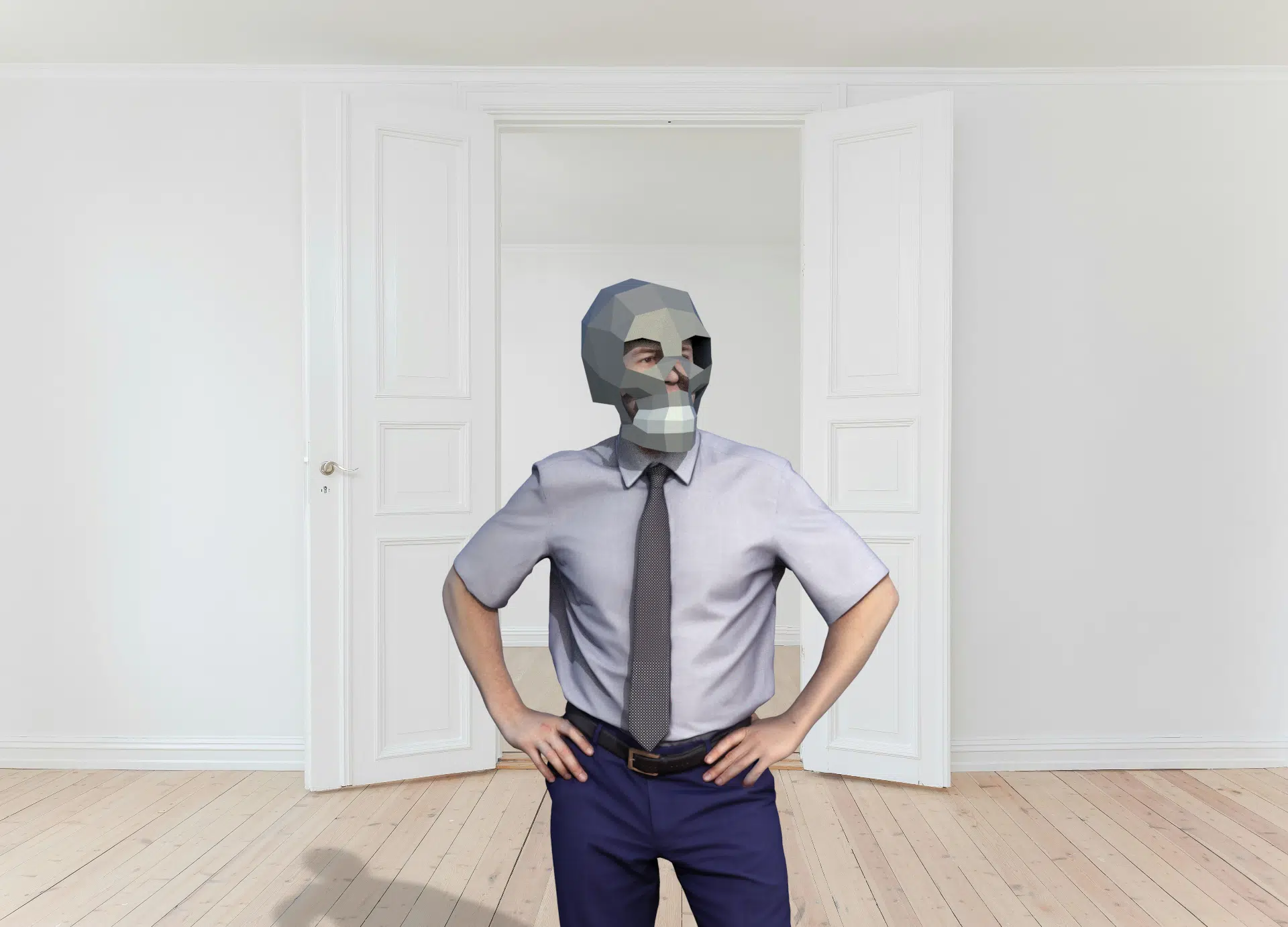 3D Papercraft Skeleton Mask, back view