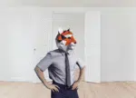 Tijgermasker in oranje papercraft 3D, weergave 7