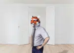 Tijgermasker in oranje papercraft 3D, weergave 2