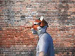 Tijgermasker in oranje papercraft 3D, weergave 5