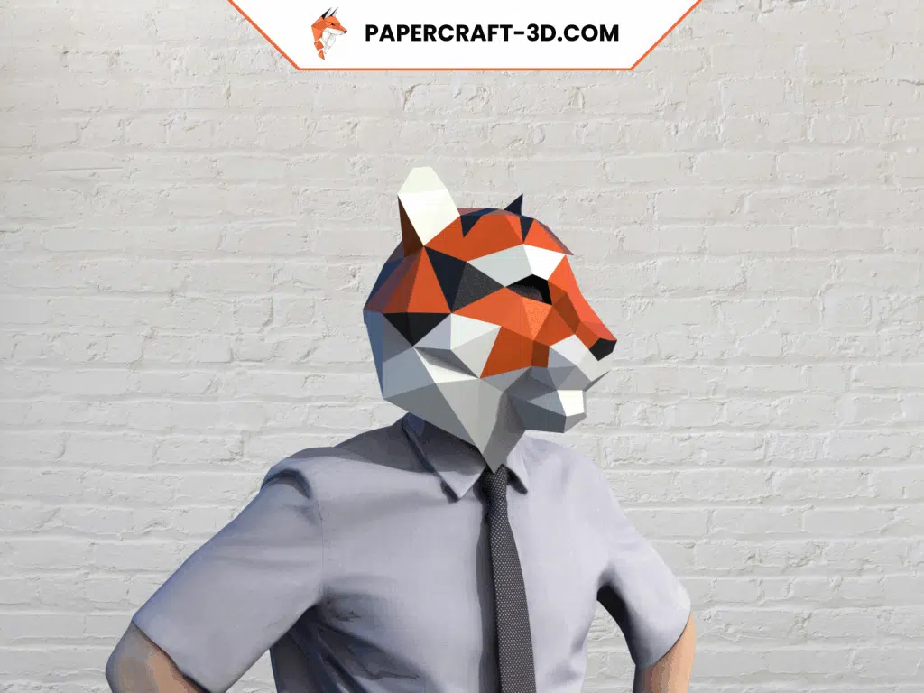 Papercraft de máscara de tigre en origami 3D