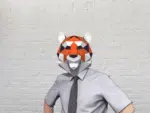 Tijgermasker in oranje papercraft 3D, weergave 3
