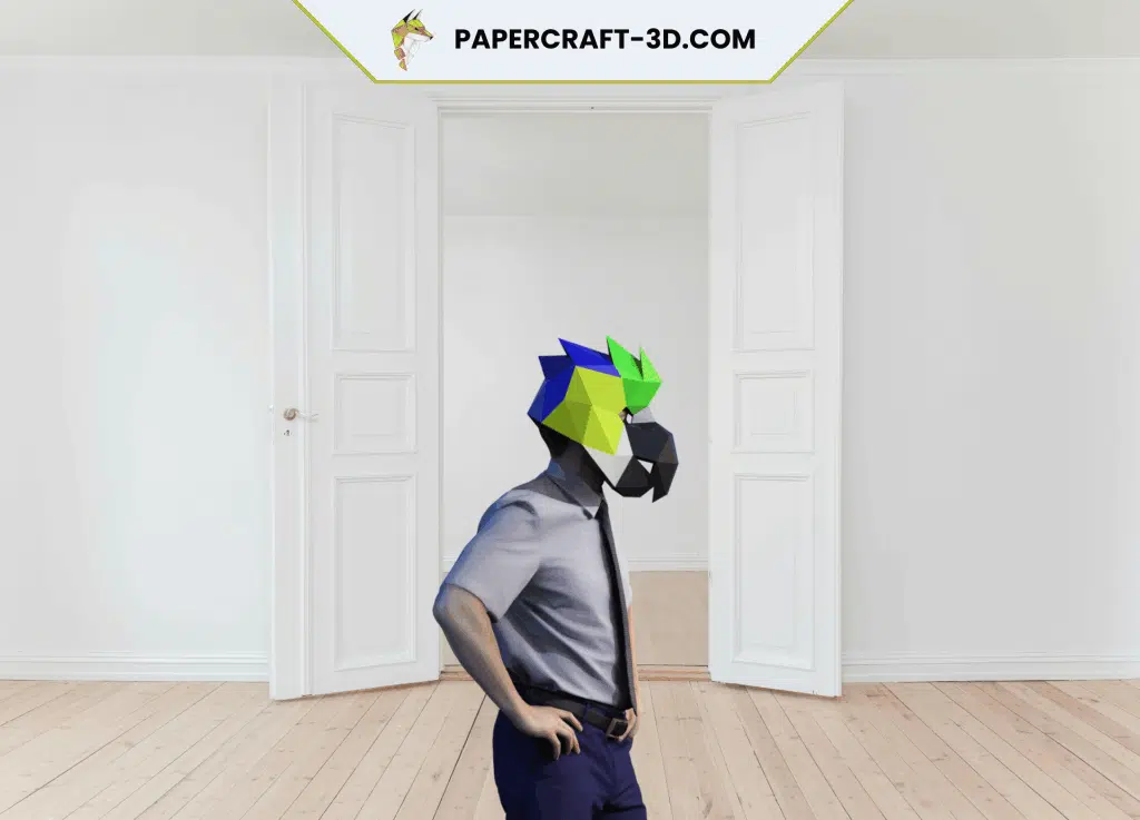 Papercraft de máscara de loro en 3D