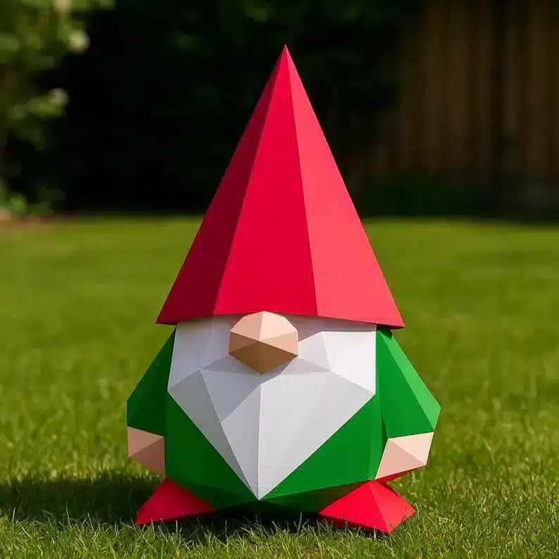 Papercraft garden gnome in 3D origami Papercraft garden gnome in 3D origami
