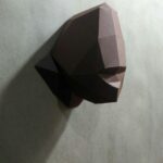 Papercraft gorilla head in 3D origami