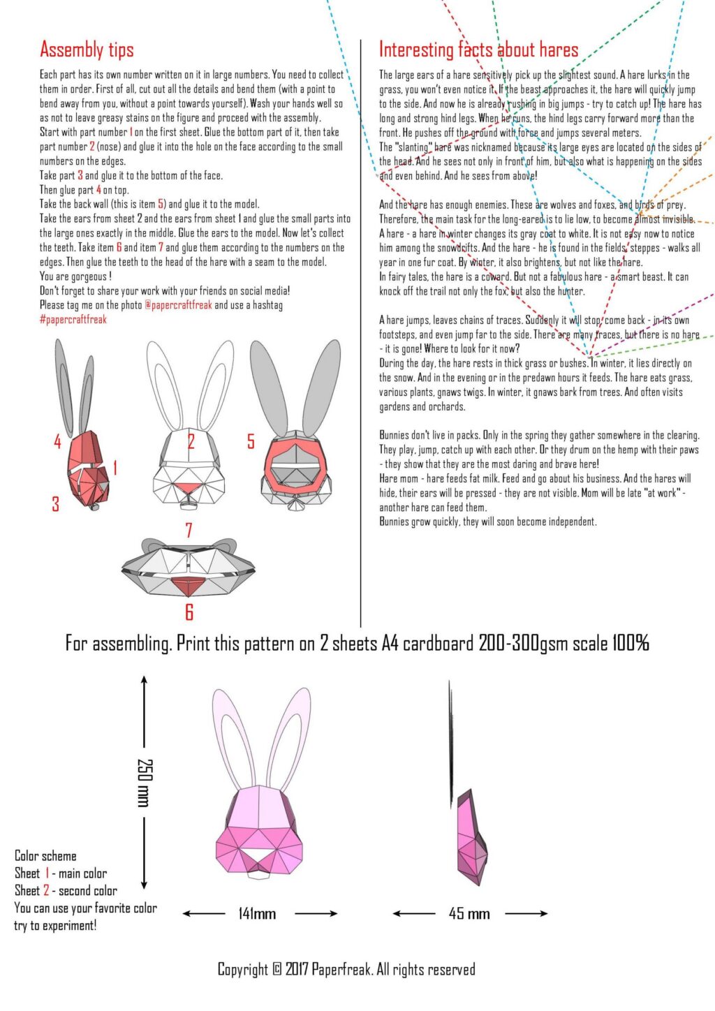 Bebê coelho em papercraft 3D – modelo PDF para imprimir para crianças