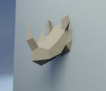 Petit trophée tête de rhinocéros en papercraft 3D – modèle enfant