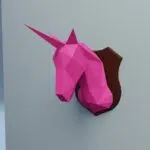 Petit trophée tête de licorne en papercraft 3D - modèle enfant