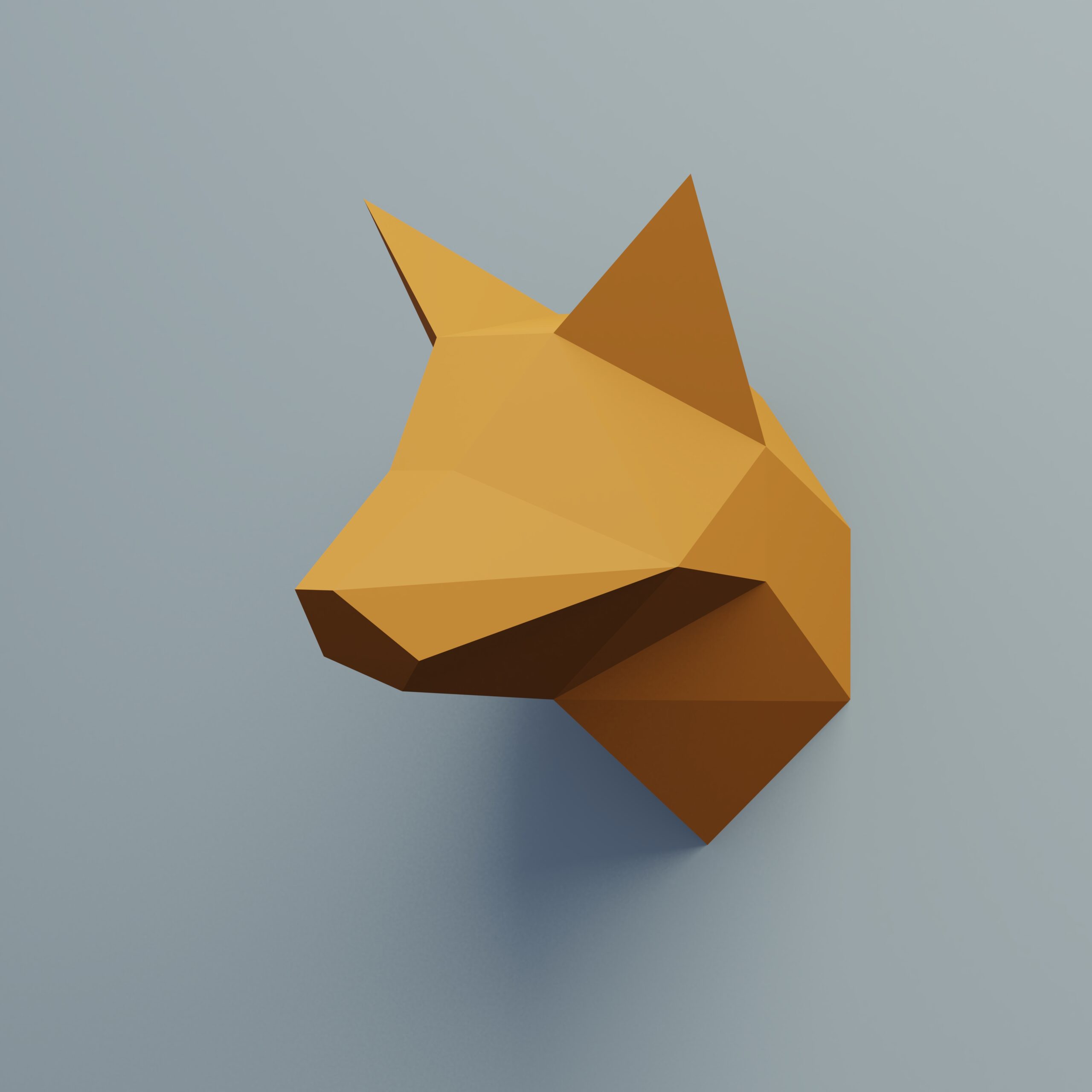 Papercraft of a sly fox head in 3D origami Papercraft of a sly fox head in 3D origami