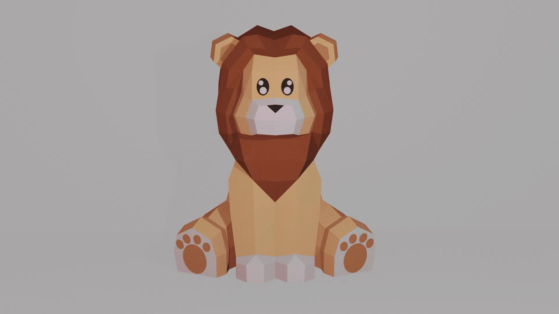 Schattige zittende leeuw papercraft 3D, weergave 4