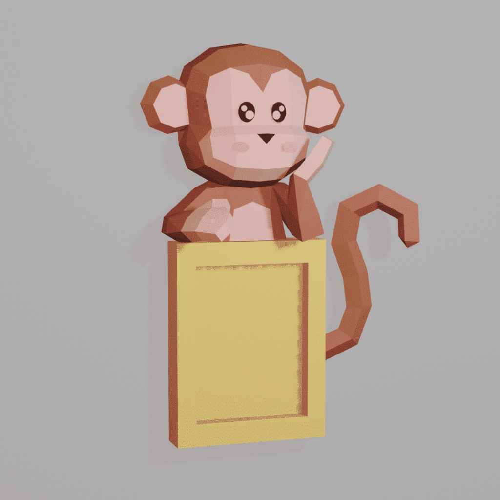 Cadre photo singe en papercraft 3D
