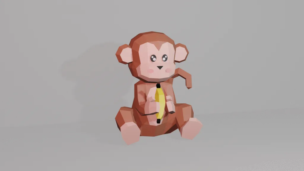 Baby-aap papercraft 3D, weergave 3