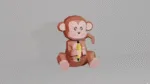 Baby-aap papercraft 3D, weergave 3