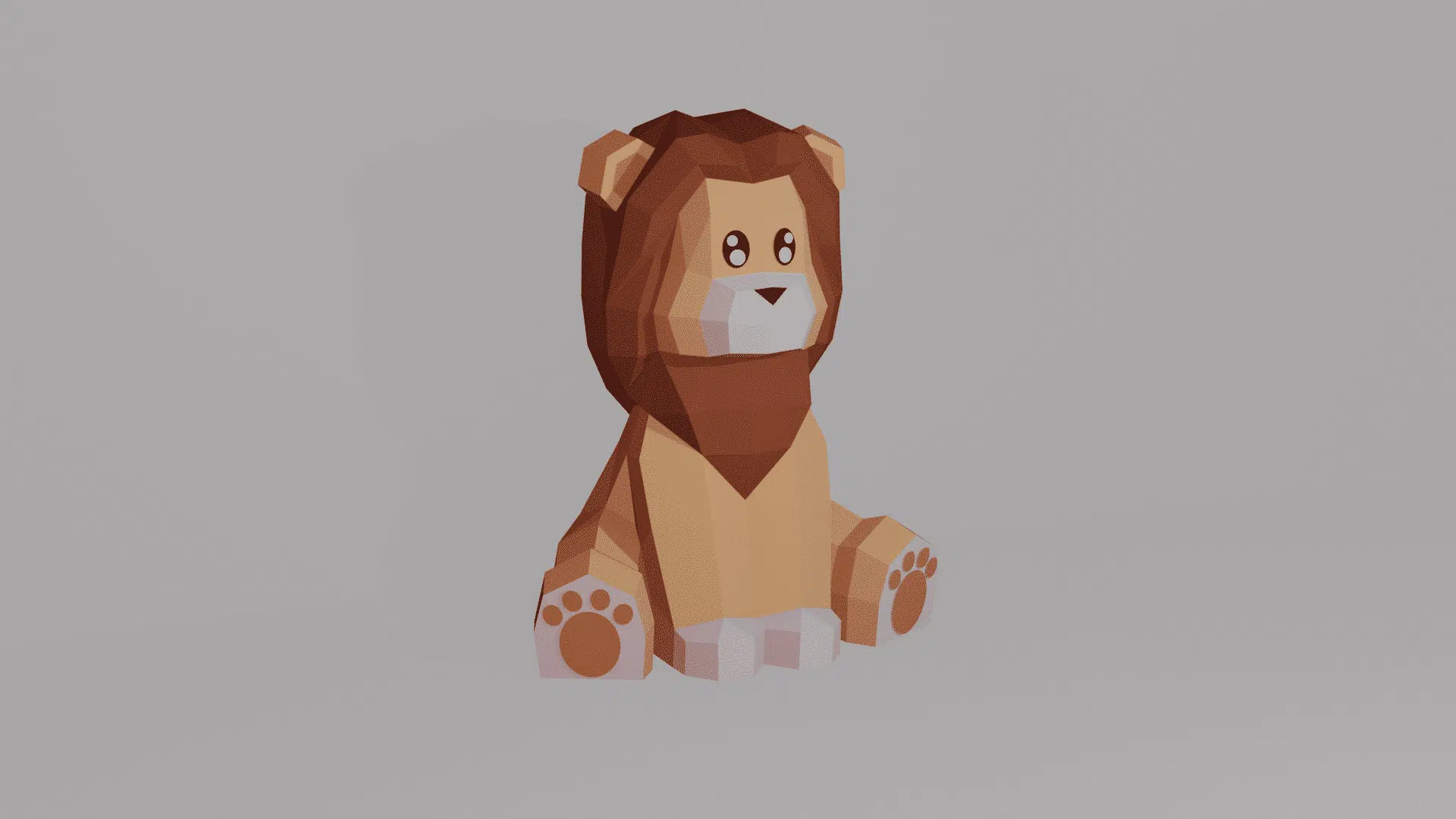 Schattige zittende leeuw papercraft 3D, weergave 5