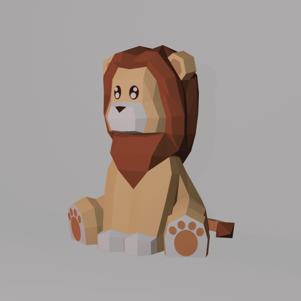 Papercraft 3D lion cub in origami