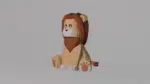 Schattige zittende leeuw papercraft 3D, weergave 2