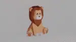 Schattige zittende leeuw papercraft 3D, weergave 3