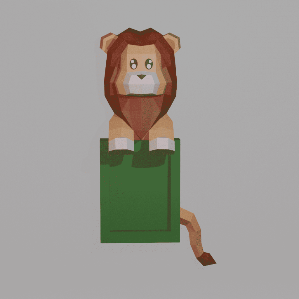 Papercraft lion photo frame in 3D origami