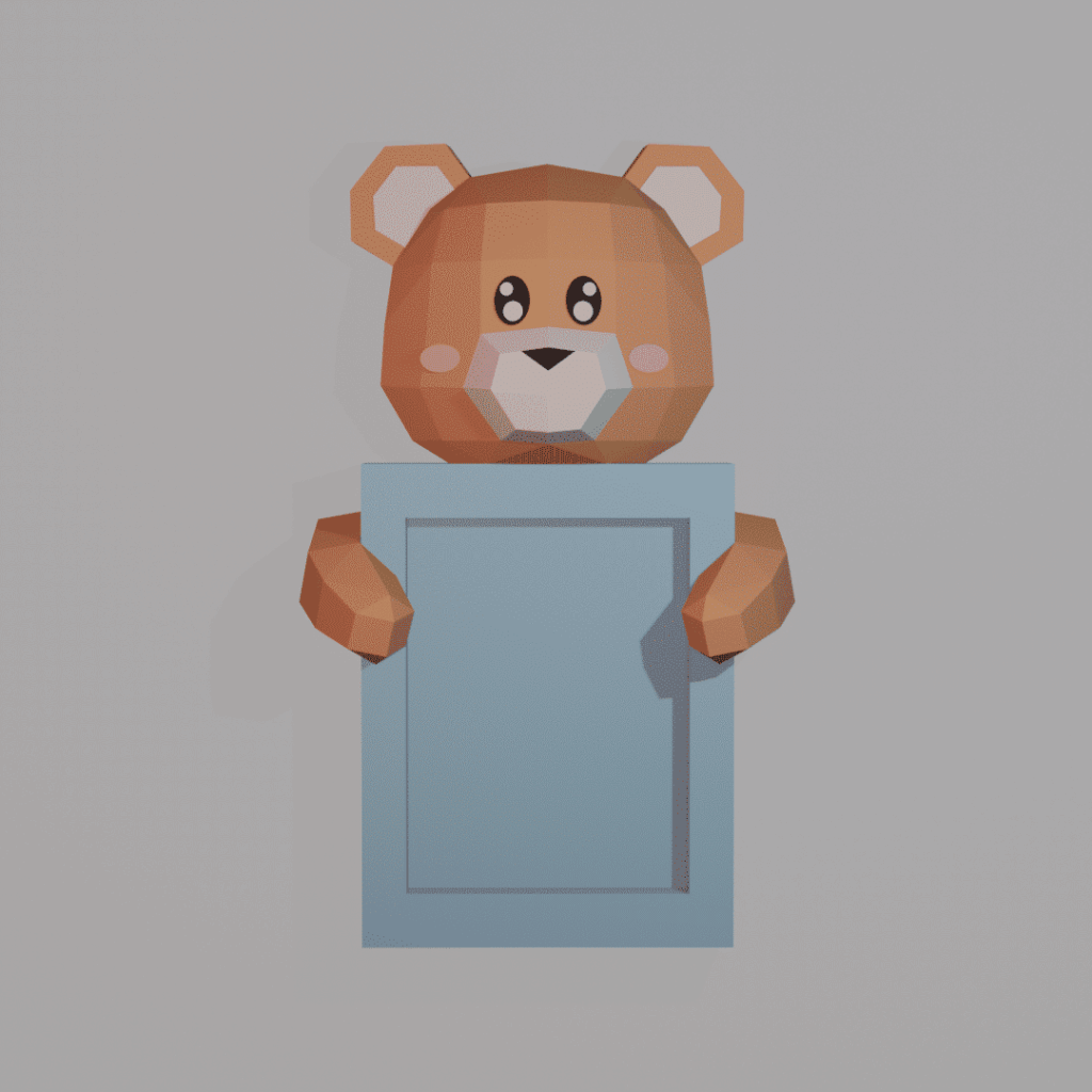 Papercraft bear photo frame in 3D origami