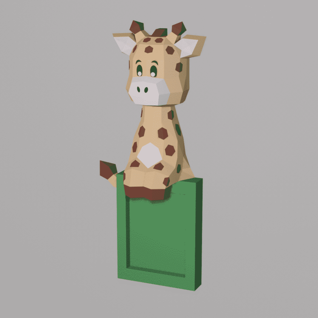 Papercraft giraffe photo frame in 3D origami
