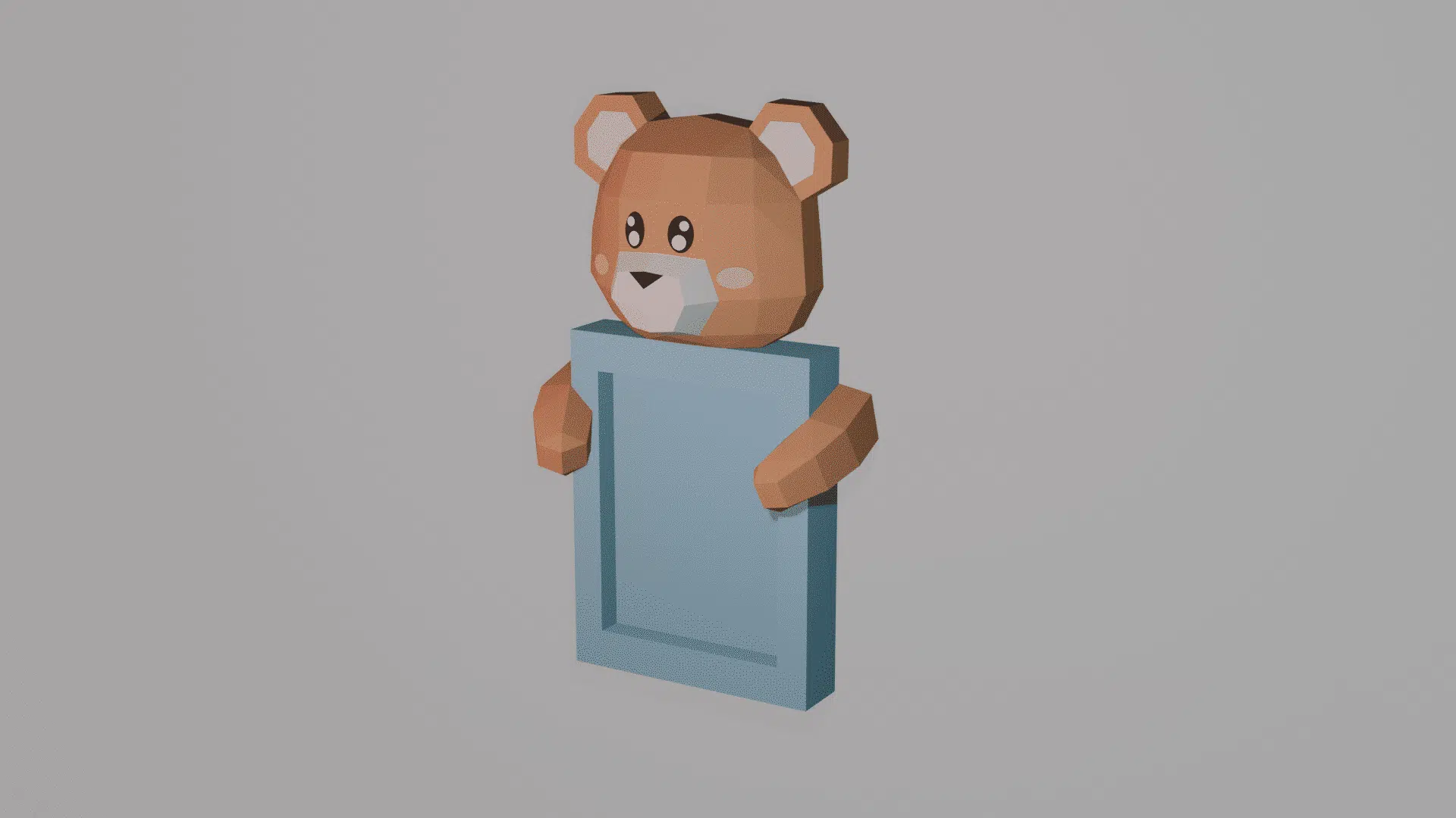 Porta-retrato de ursinho em papercraft 3D, vista traseira