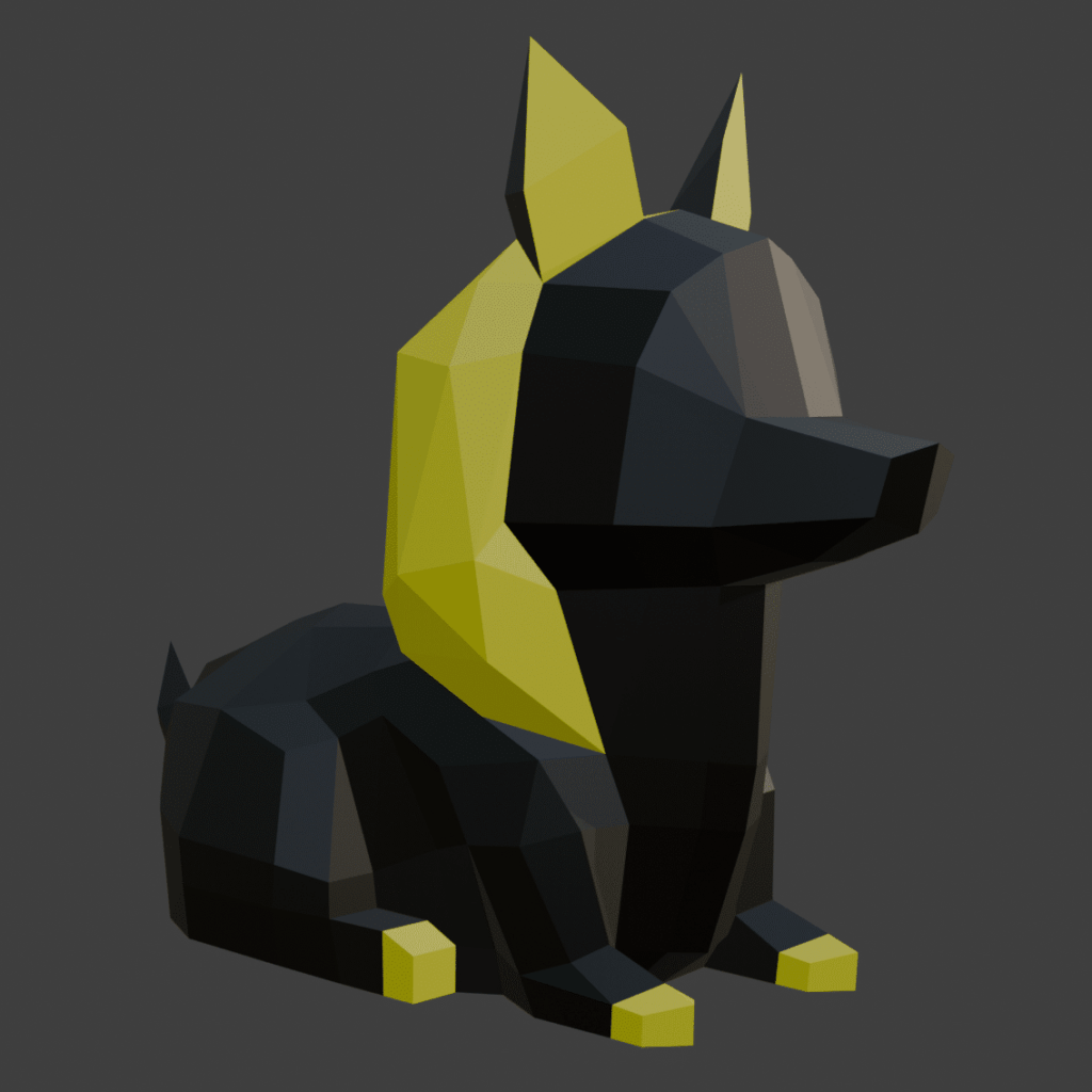 Papercraft stylized Egyptian dog in 3D origami