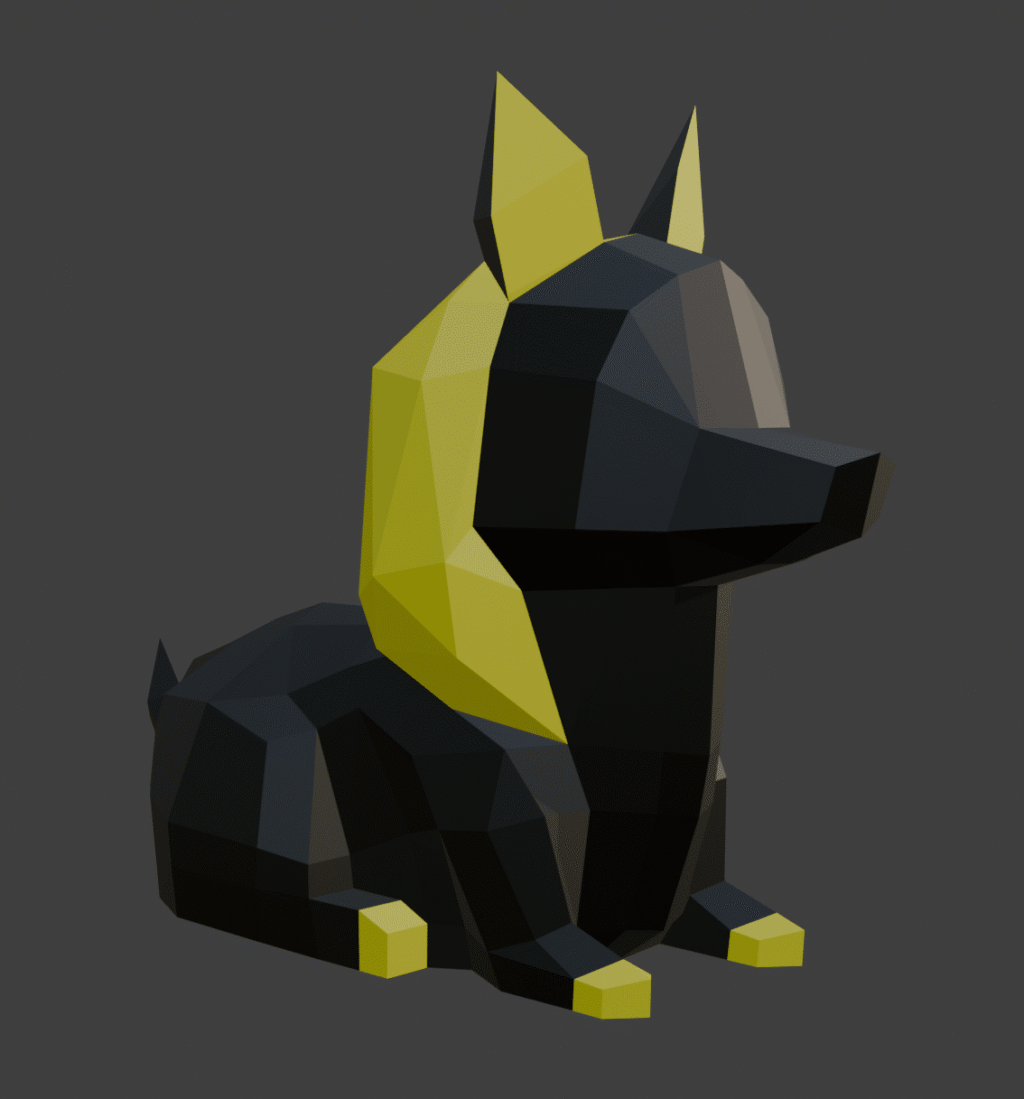 Papercraft de perro egipcio en origami 3D