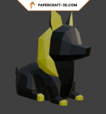 Papercraft de perro egipcio en origami 3D