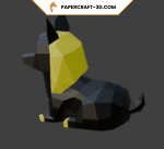 Papercraft stylized Egyptian dog in 3D origami