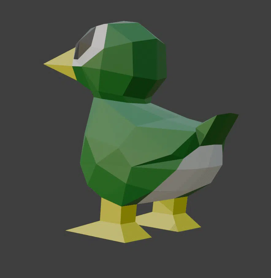 Groene eend in 3D origami, weergave 4