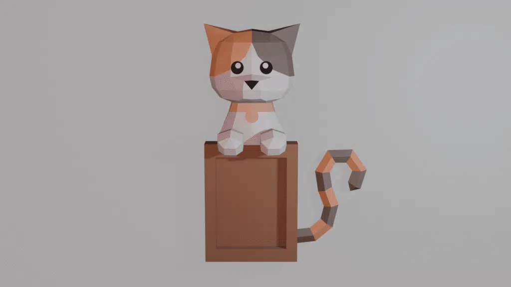 Fotolijst van een kat in 3D-papercraft, weergave 2