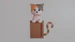 Fotolijst van een kat in 3D-papercraft, weergave 2
