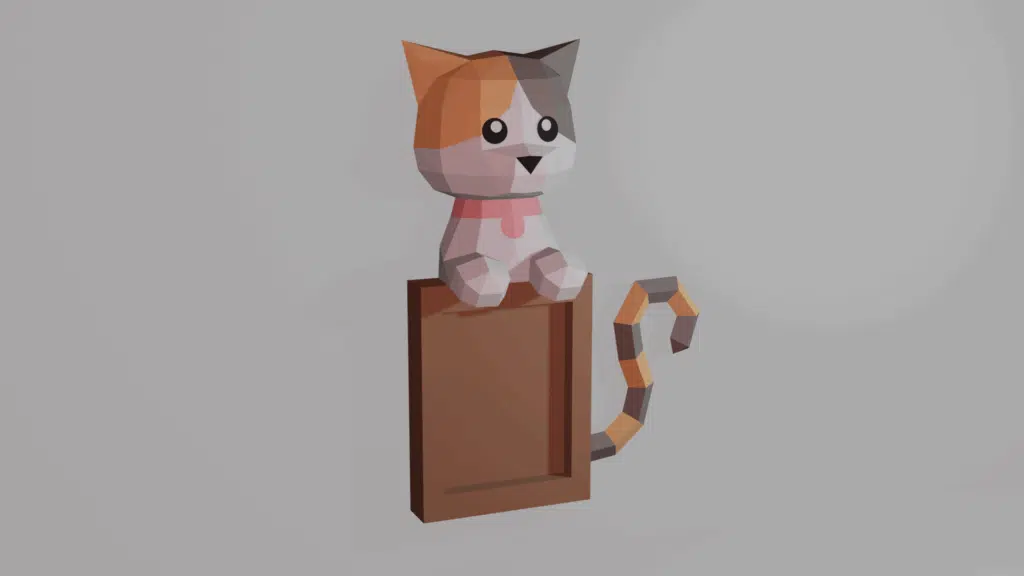Fotolijst van een kat in 3D-papercraft, weergave 3