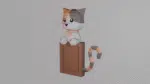 Fotolijst van een kat in 3D-papercraft, weergave 4