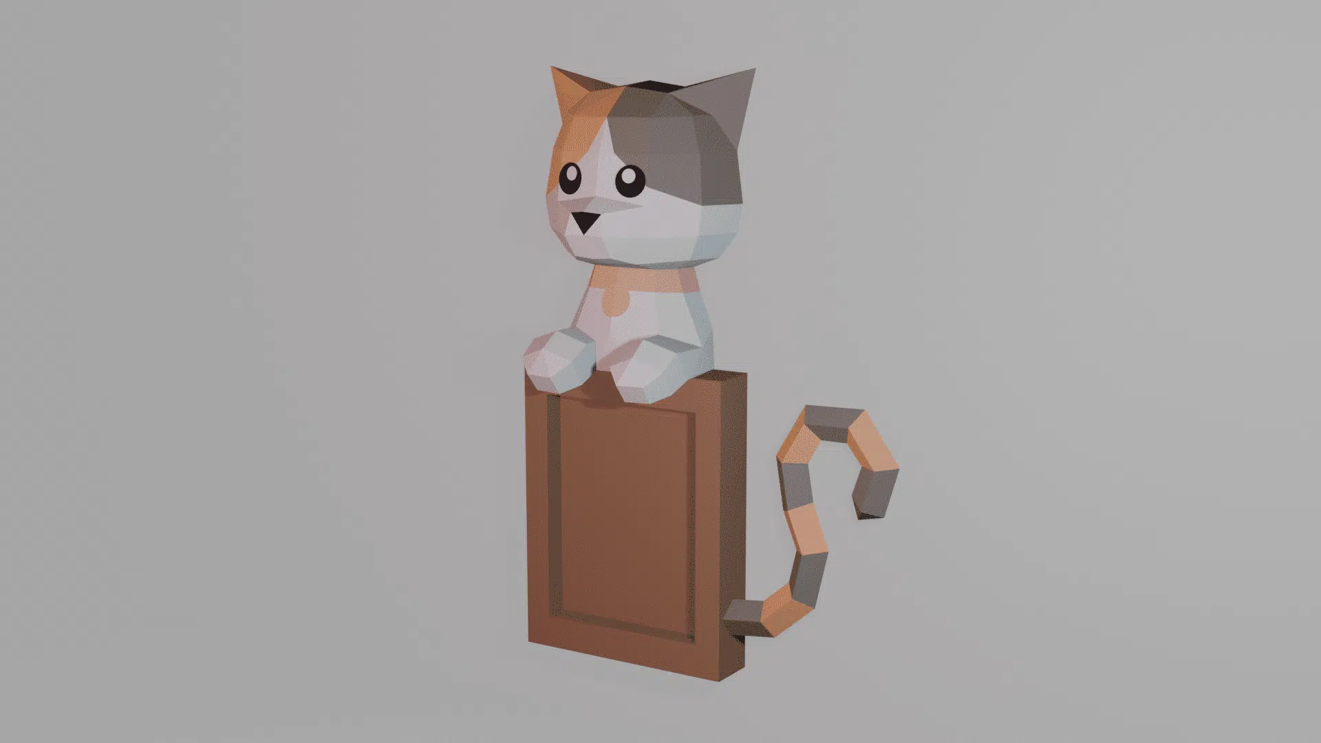 Fotolijst van een kat in 3D-papercraft, weergave 4