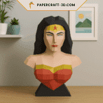 Papercraft de busto de superheroína en origami 3D